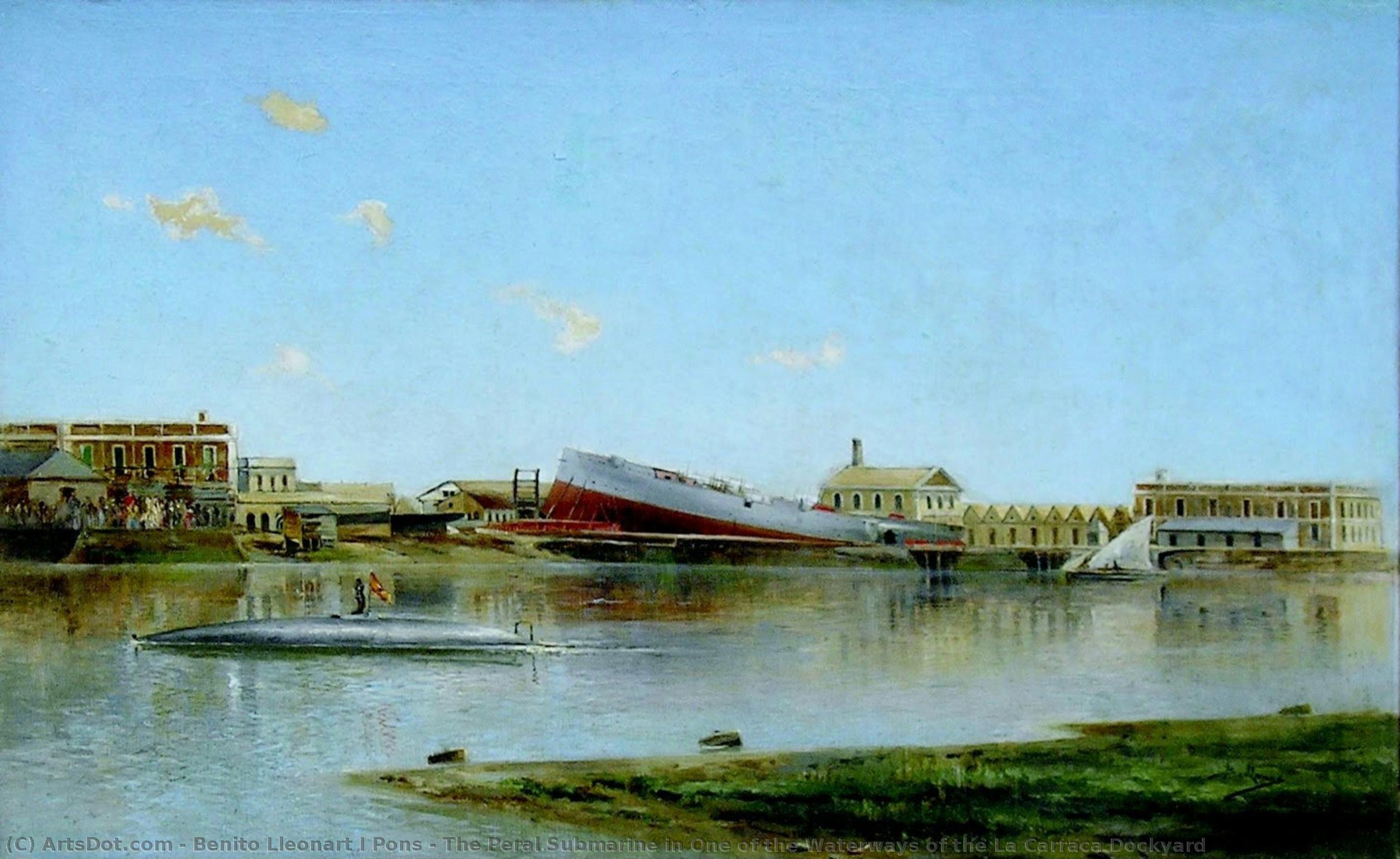 The Peral Submarine In One Of The Waterways Of The La Carraca Dockyard — Benito Lleonart I Pons