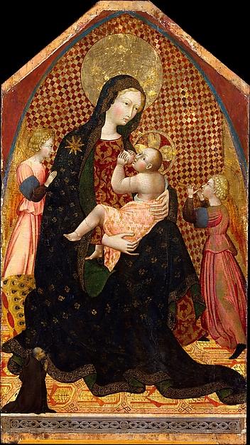 Madonna And Child With Two Angels And A Donor — Giovanni Di Paolo Di Grazia