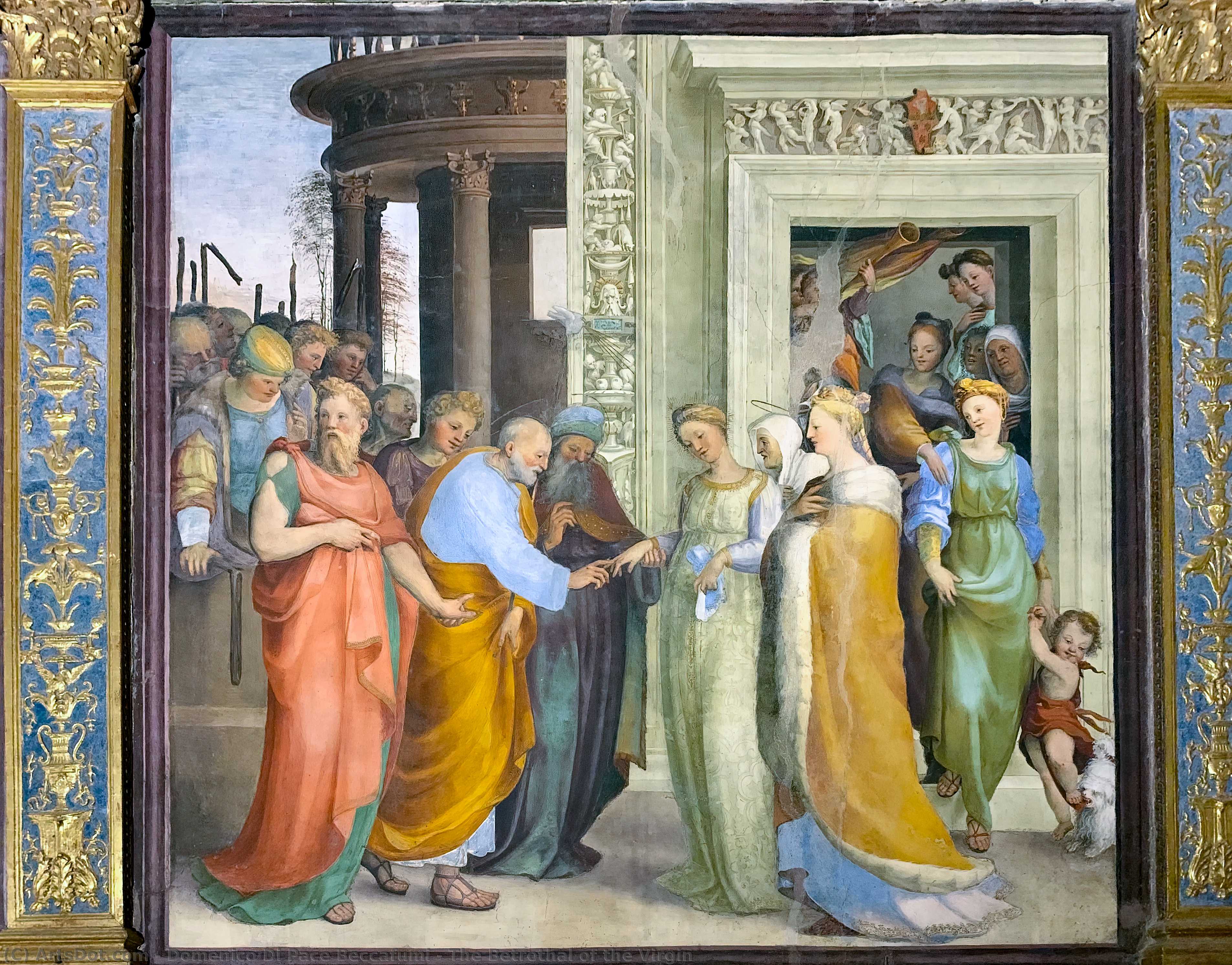 Frescoes In The Oratory Of St. Benedict In Siena (italy), Scene: Marriage Of Mary With Joseph — Domenico Di Pace Beccafumi