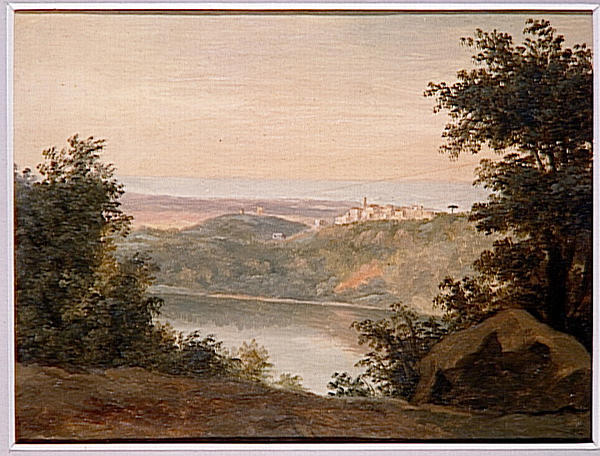 Le Lac De Nemi Au Loin La Ville De Genzano — Pierre Henri Valenciennes