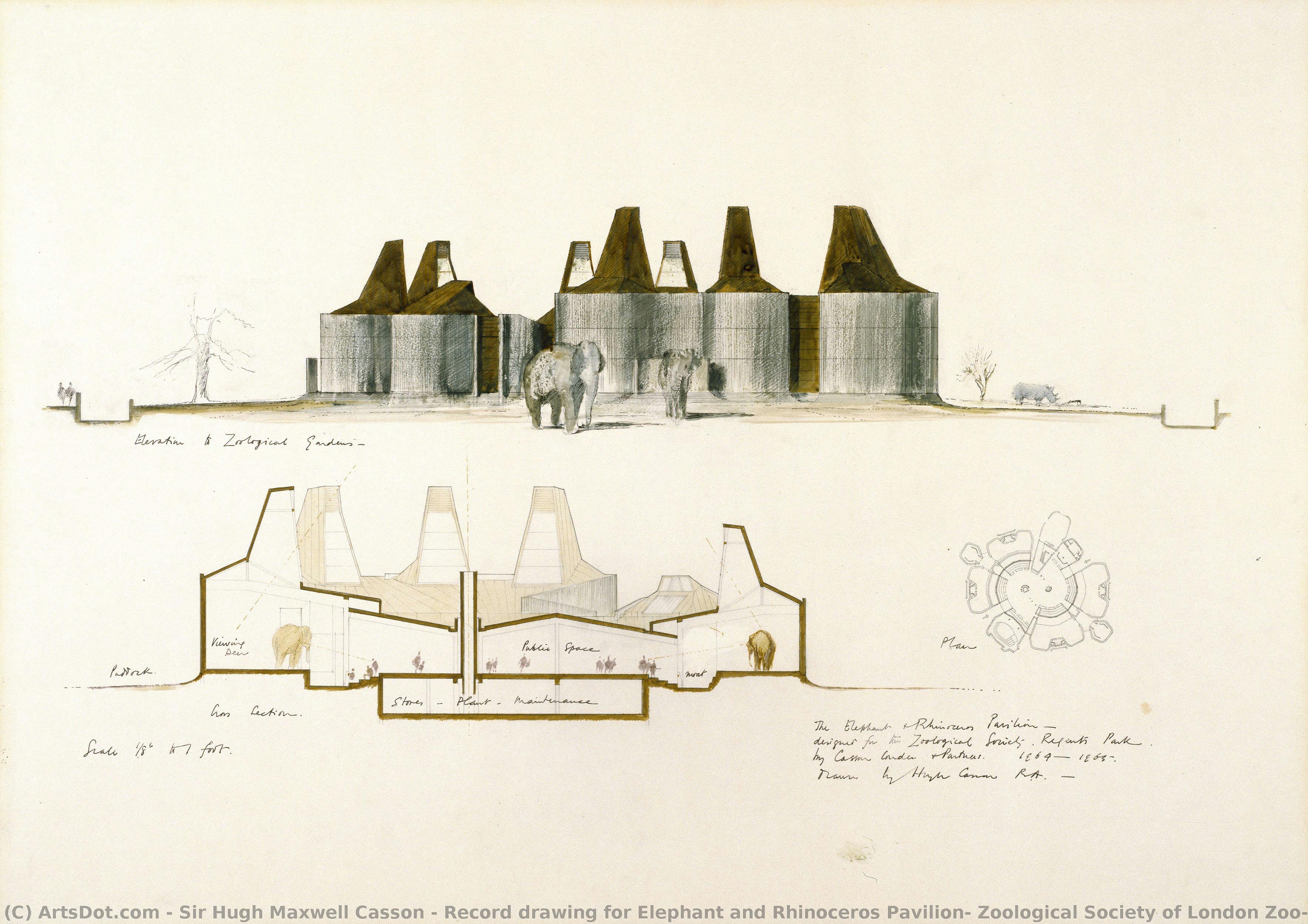 Record Drawing For Elephant And Rhinoceros Pavilion, Zoological Society Of London Zoo, Regent — Sir Hugh Maxwell Casson