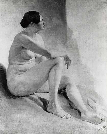 Seated Nude, (painting) — Emanuel Gottlieb Leutze