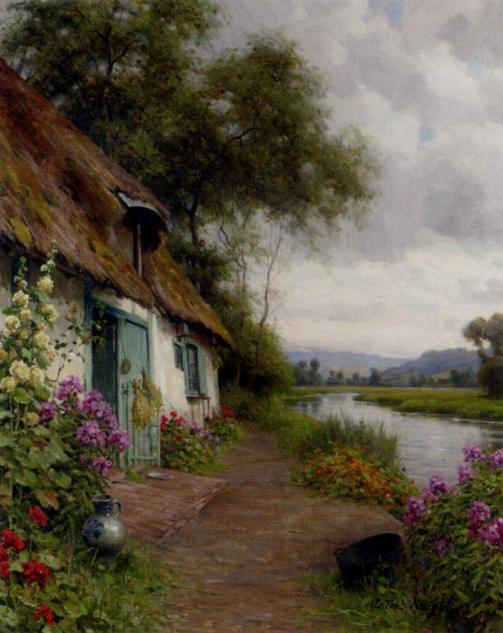 A Riverside Cottage — Louis Aston Knight