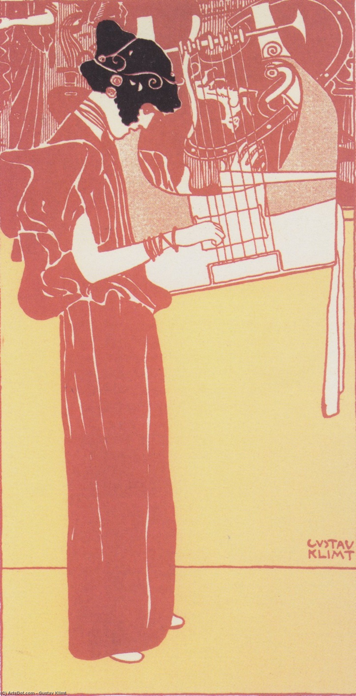 Musik (lithograph) — Gustav Klimt