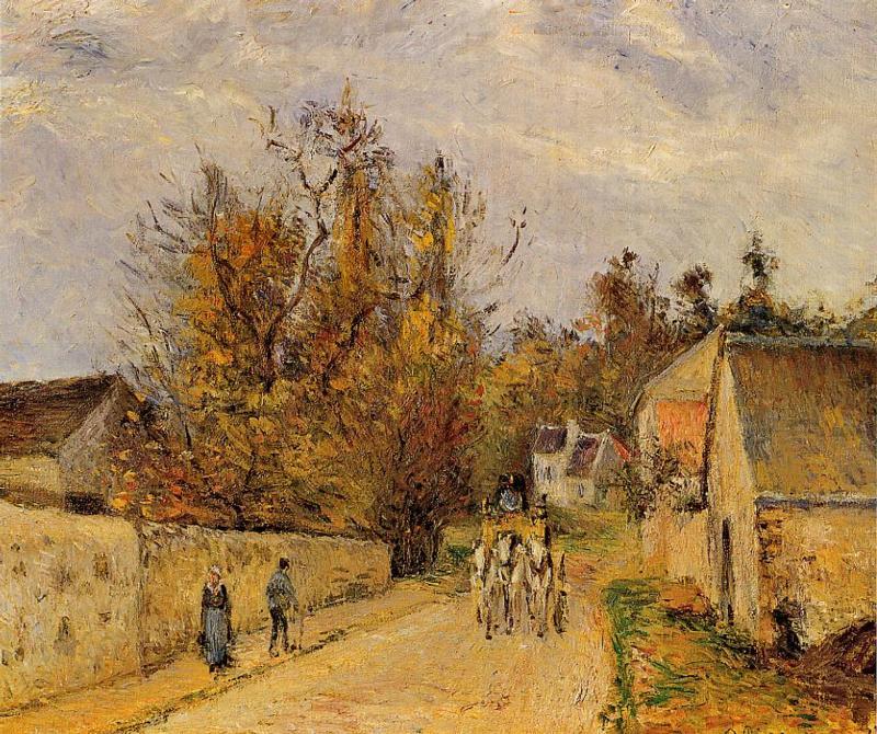 Die Bühne Auf Der Straße Von Ennery Nach L'hermitage — Camille Pissarro