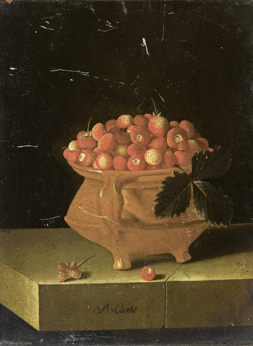 English Still Life With A Bowl Of Strawberries — After Adriaen Coorte