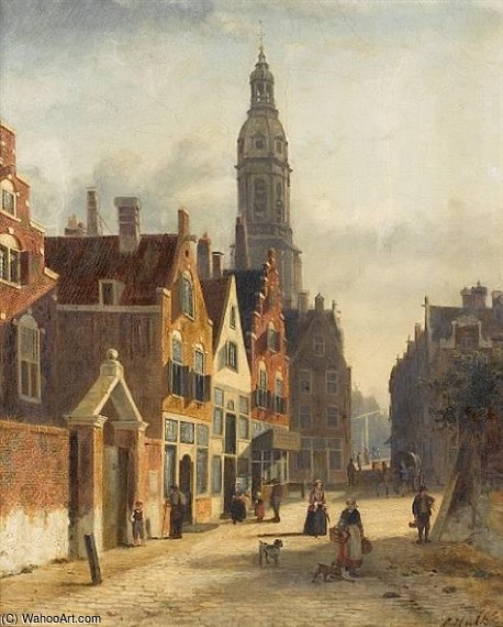 A Busy Dutch Street — Johannes Frederik Hulk