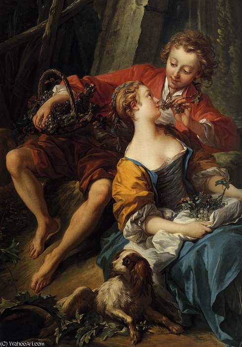 An Autumn Pastoral (detail) — François Boucher