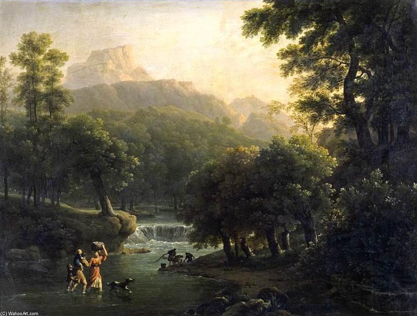 Landscape With Figures Crossing A River — Joseph Pierre Xavier Bidauld