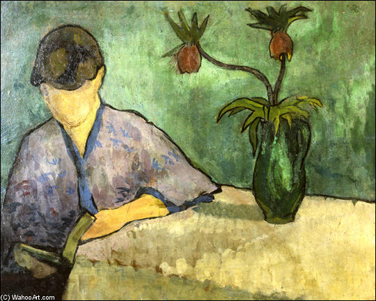 Young Woman In Kimono, Reading — Émile Bernard