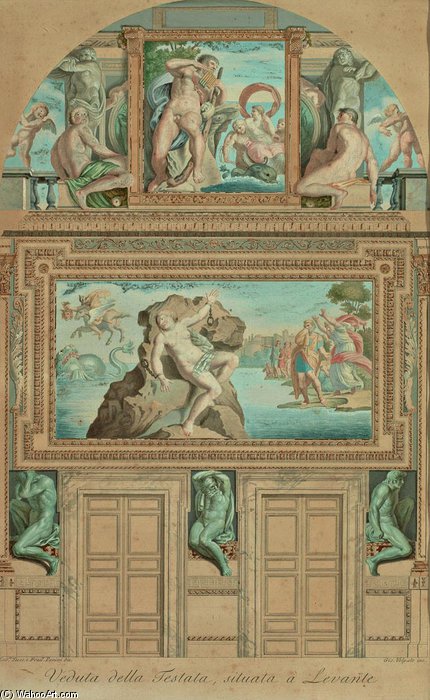 Blick Auf Die Ostwand Im Palazzo Farnese In Rom — Giovanni Volpato