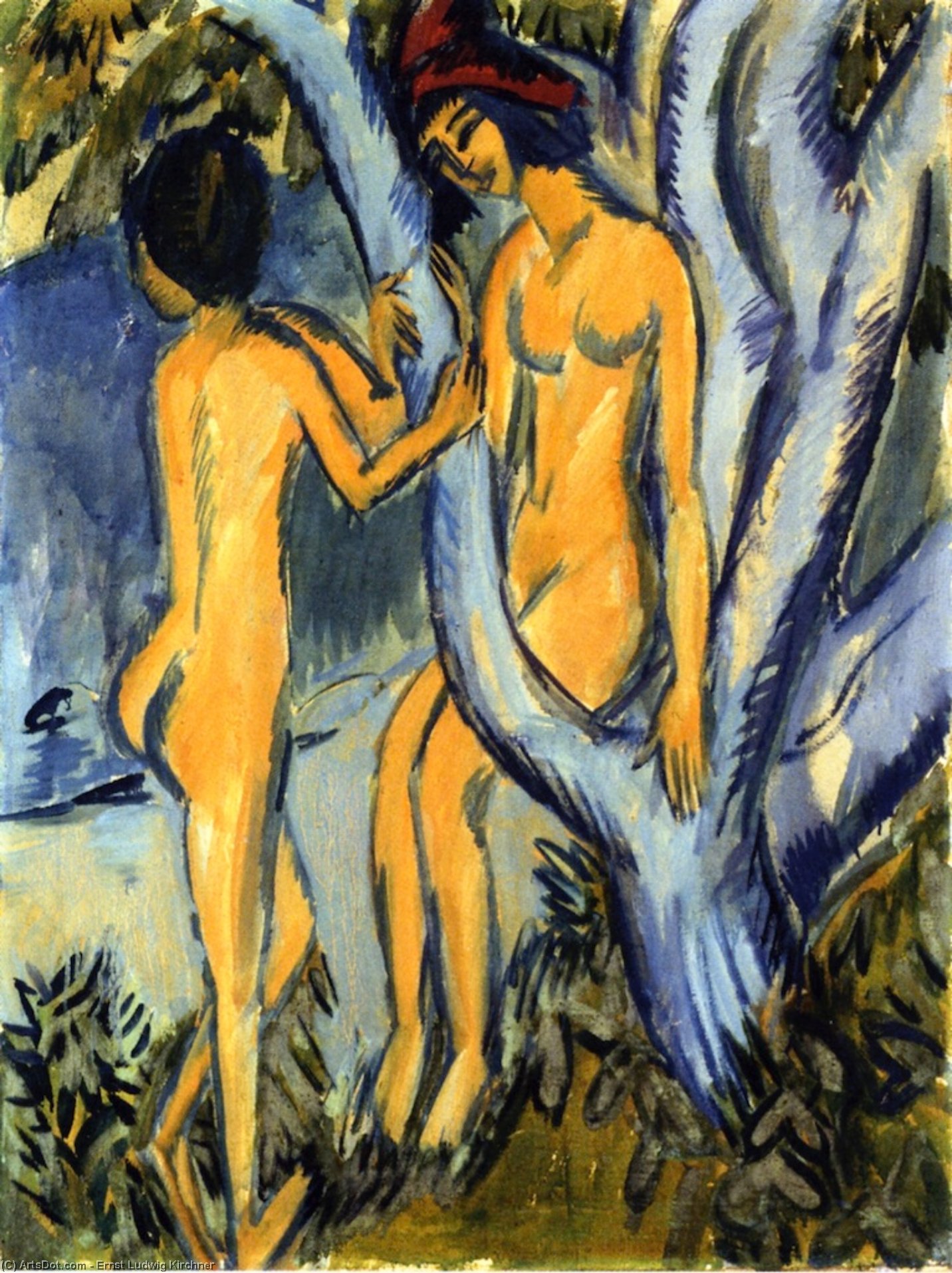 Two Nudes By A Tree — Ernst Ludwig Kirchner