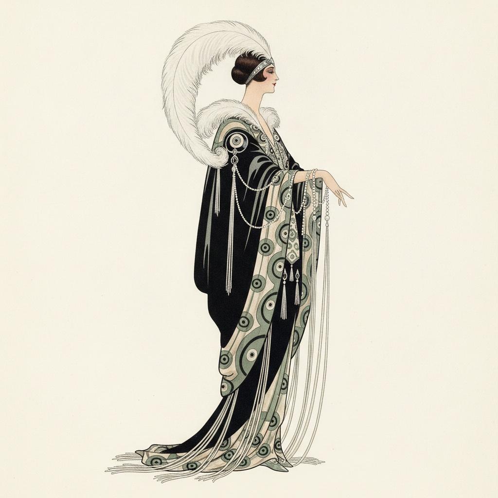 Sage Motifs And White Plume In Profile — Valentin Laurent De Courcey