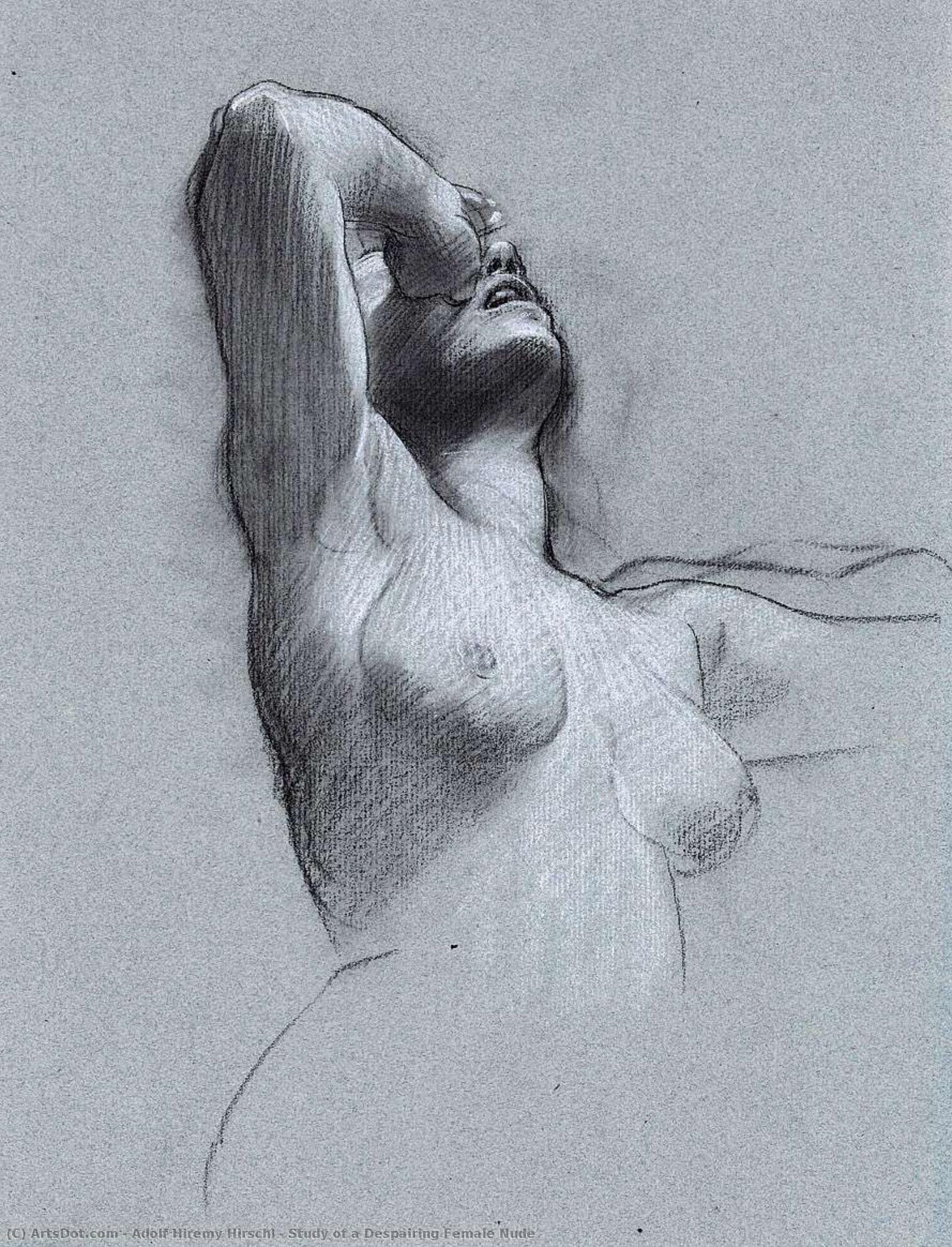 Study Of A Despairing Female Nude — Adolf Hiremy Hirschl
