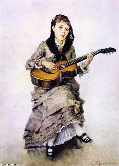 Sophia Kropotkina With A Guitar — Vasily Ivanovich Surikov