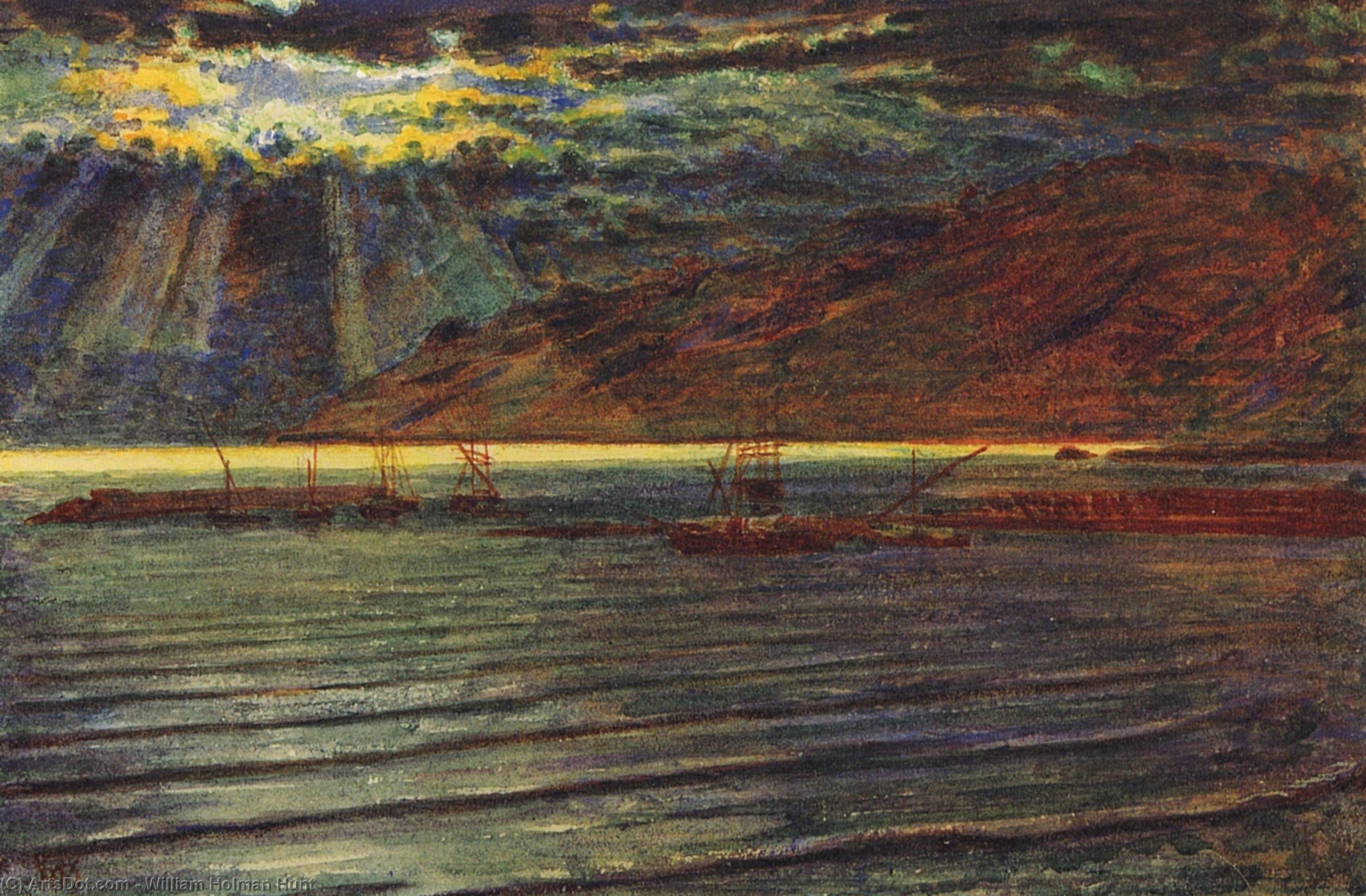 Fishingboats By Moonlight — William Holman Hunt