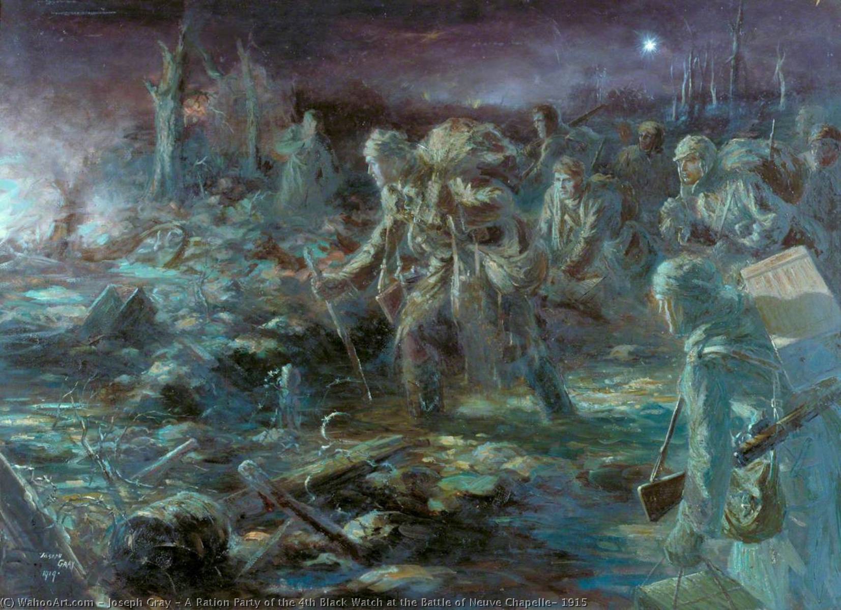 A Ration Party Of The 4th Black Watch At The Battle Of Neuve Chapelle, 1915 — Joseph Gray