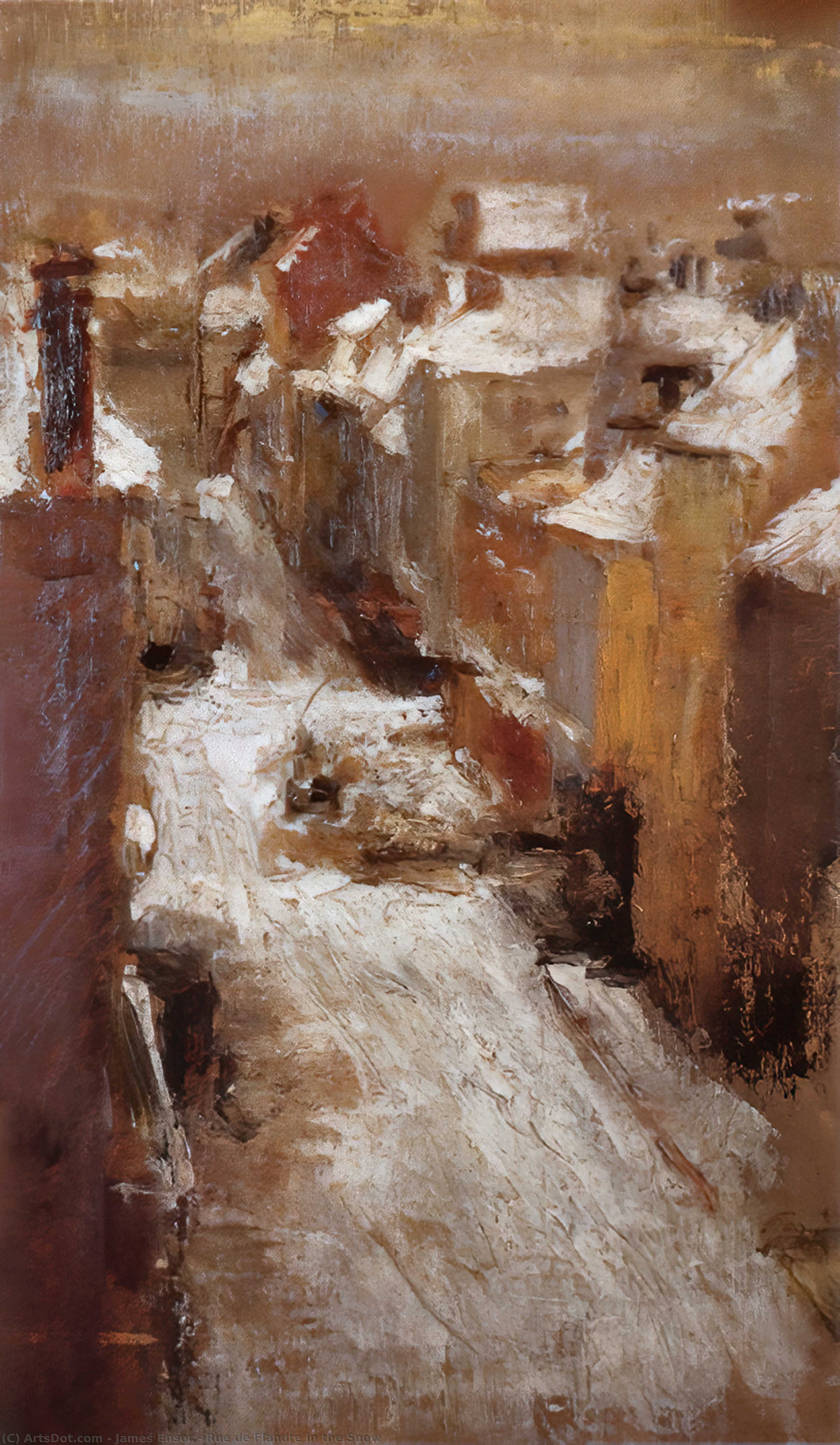 Rue De Flandre In The Snow — James Ensor