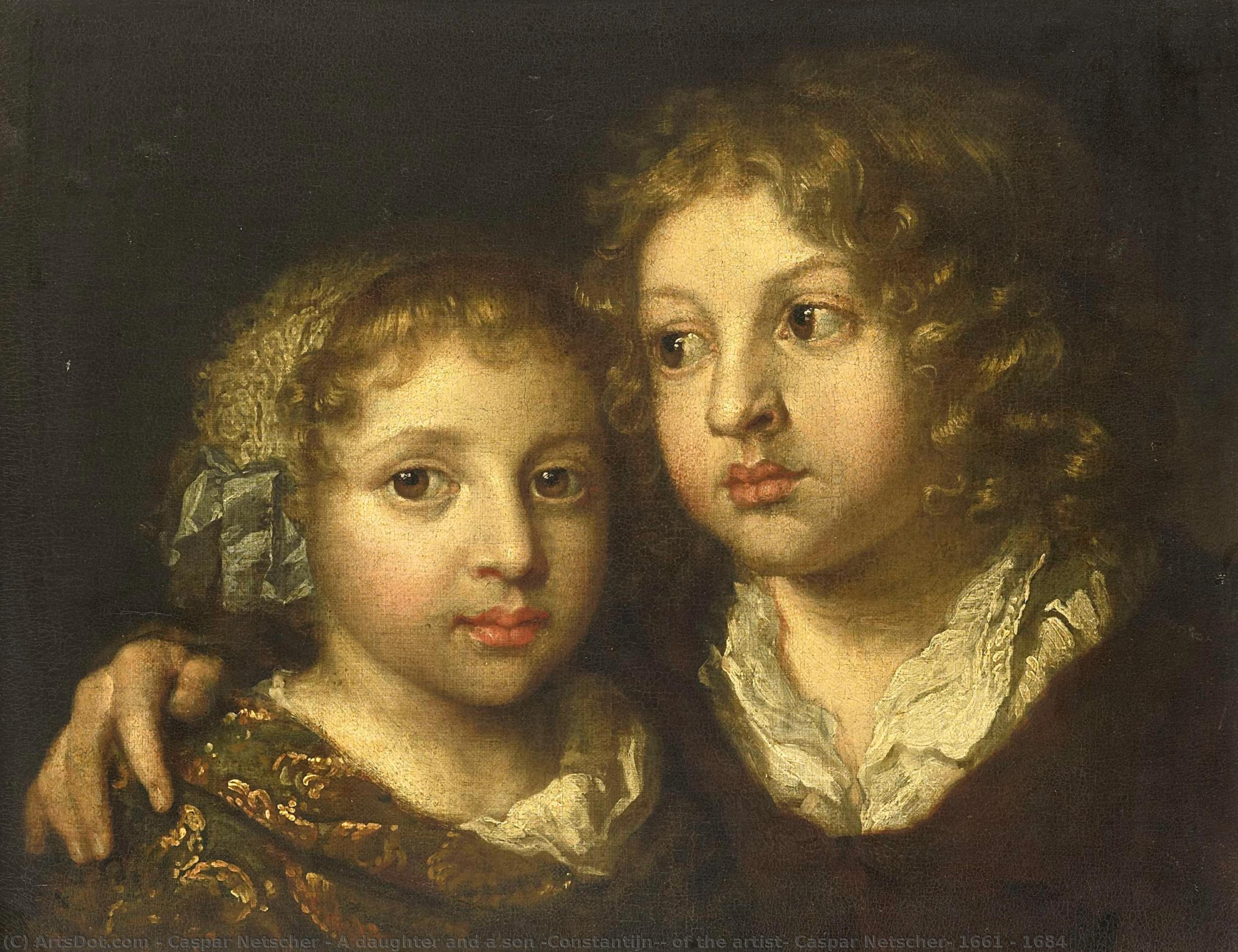 A Daughter And A Son (constantijn?) Of The Artist, Caspar Netscher, 1661 - 1684 — Netscher, Caspar