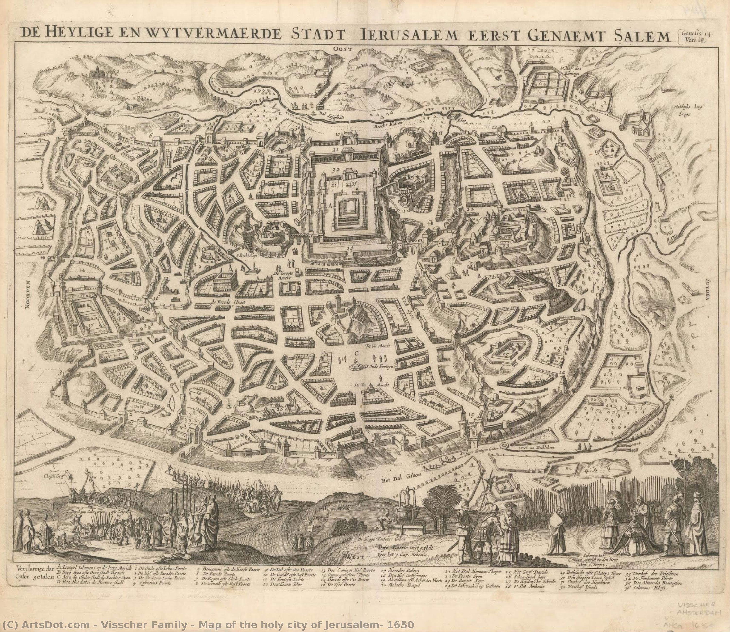 Map Of The Holy City Of Jerusalem, 1650 — Visscher Family