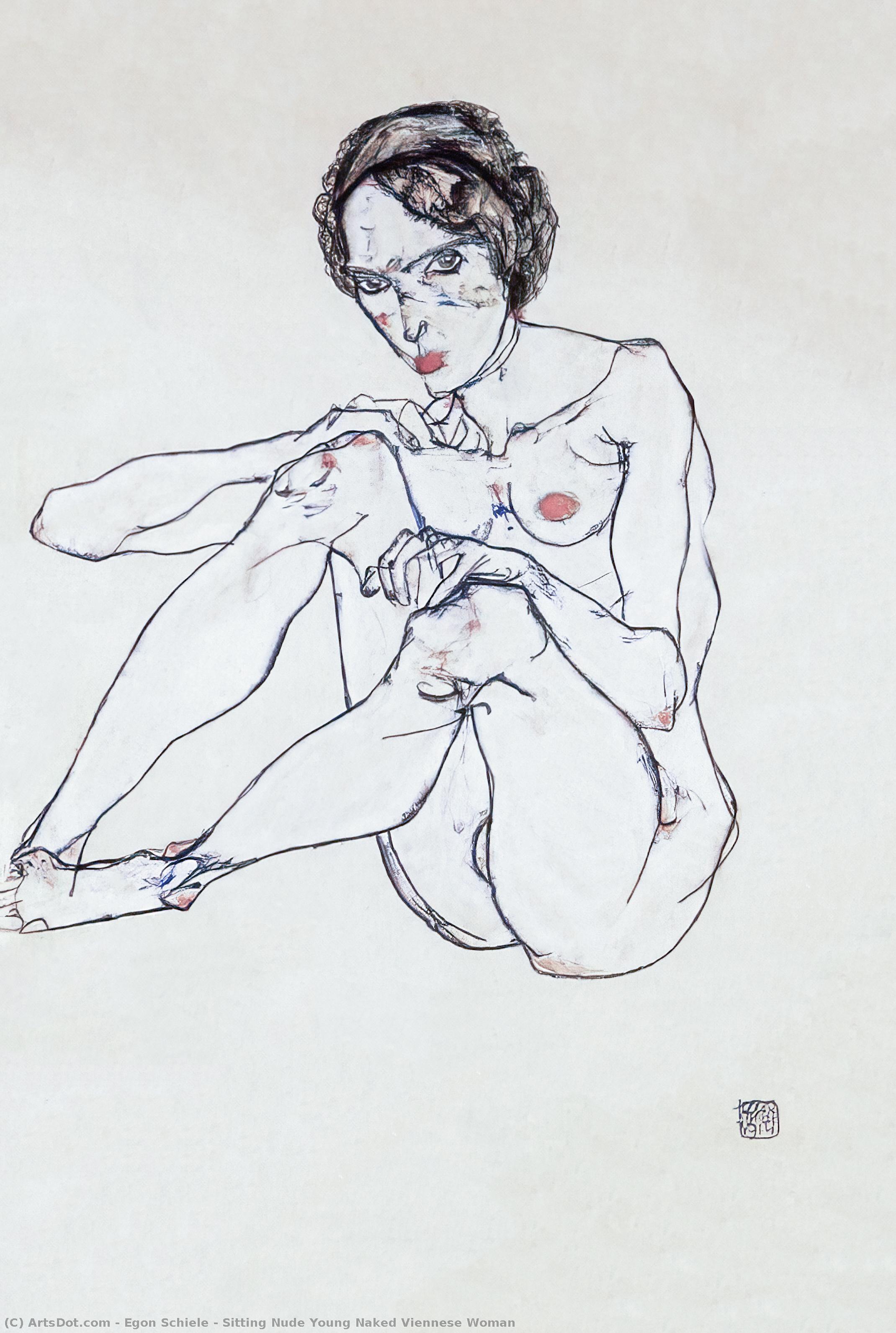 Sitting Nude Young Naked Viennese Woman — Egon Schiele