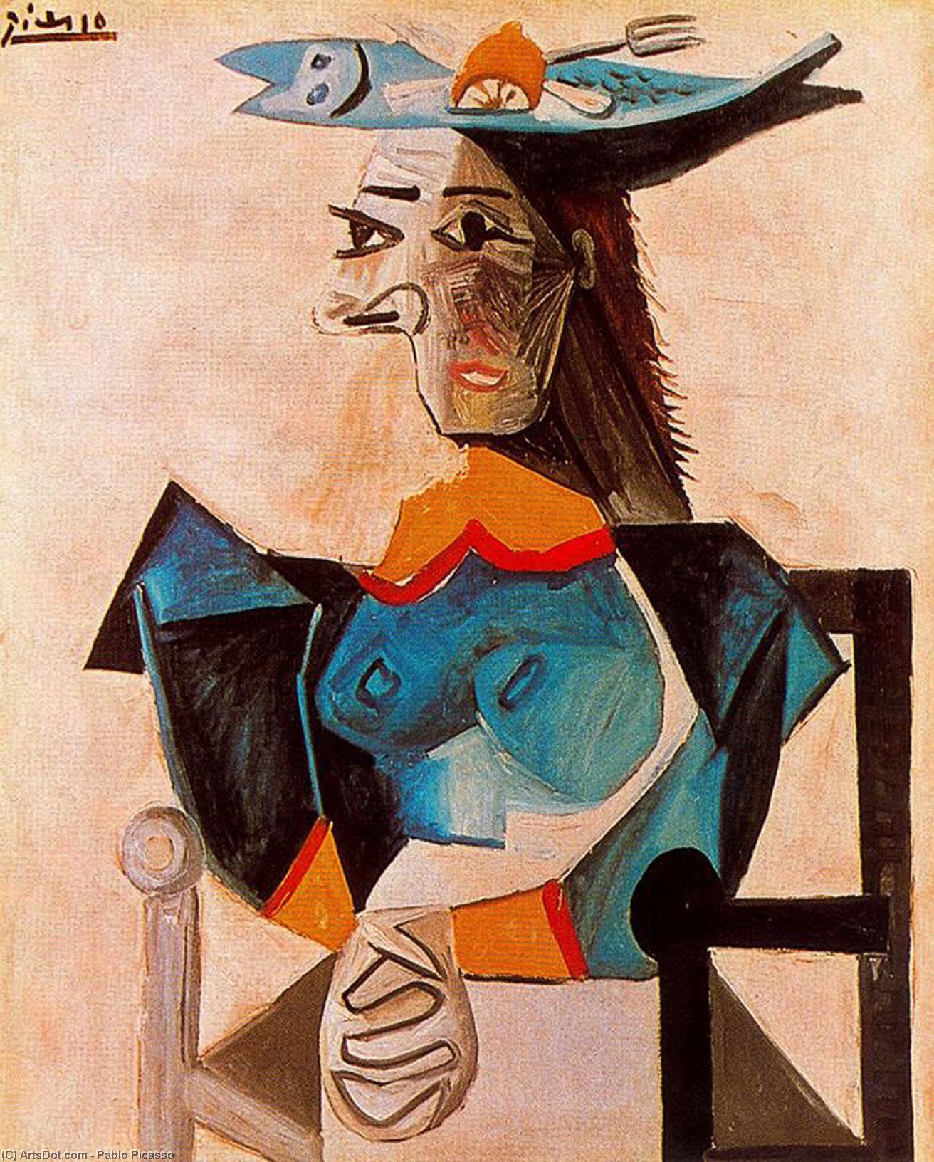 Seated Woman With Fish — Pablo Picasso