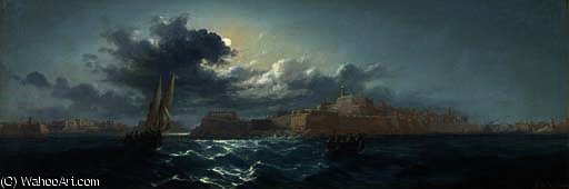 Crowded Small Craft Running Out Of Grand Harbour — Luigi Maria Galea