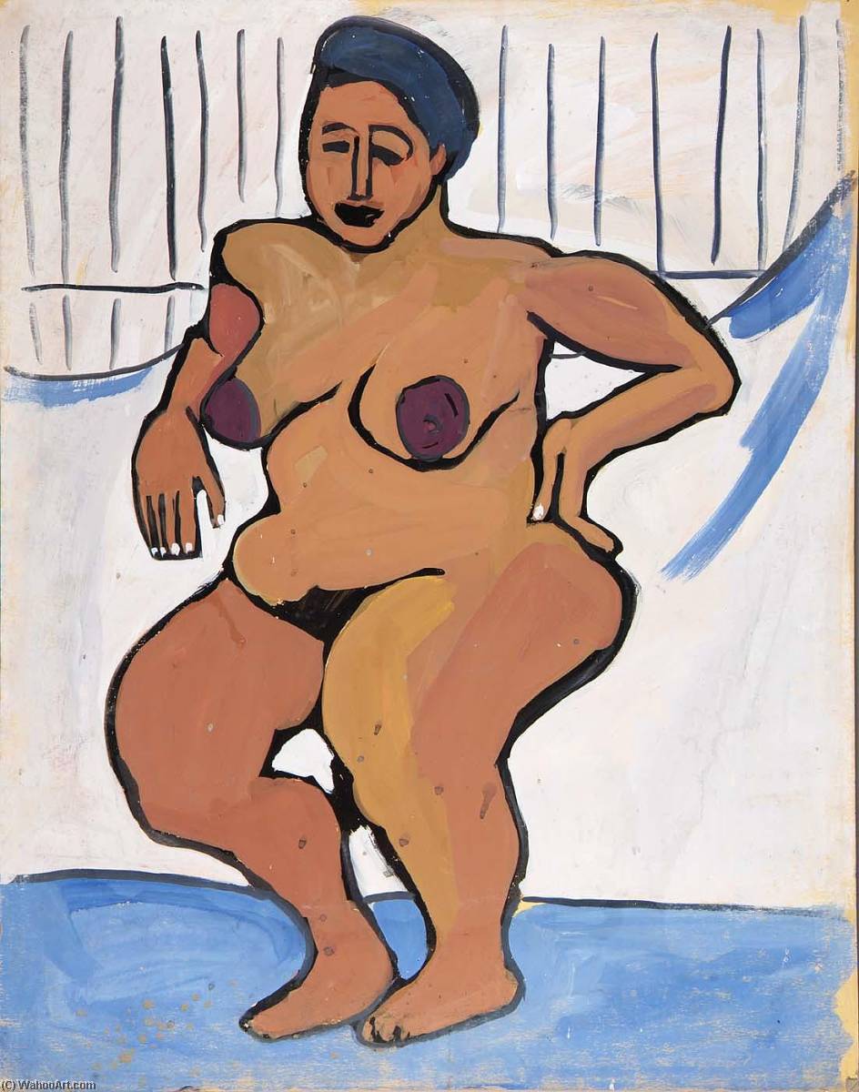 Female Nude Against White Background — William H. Johnson