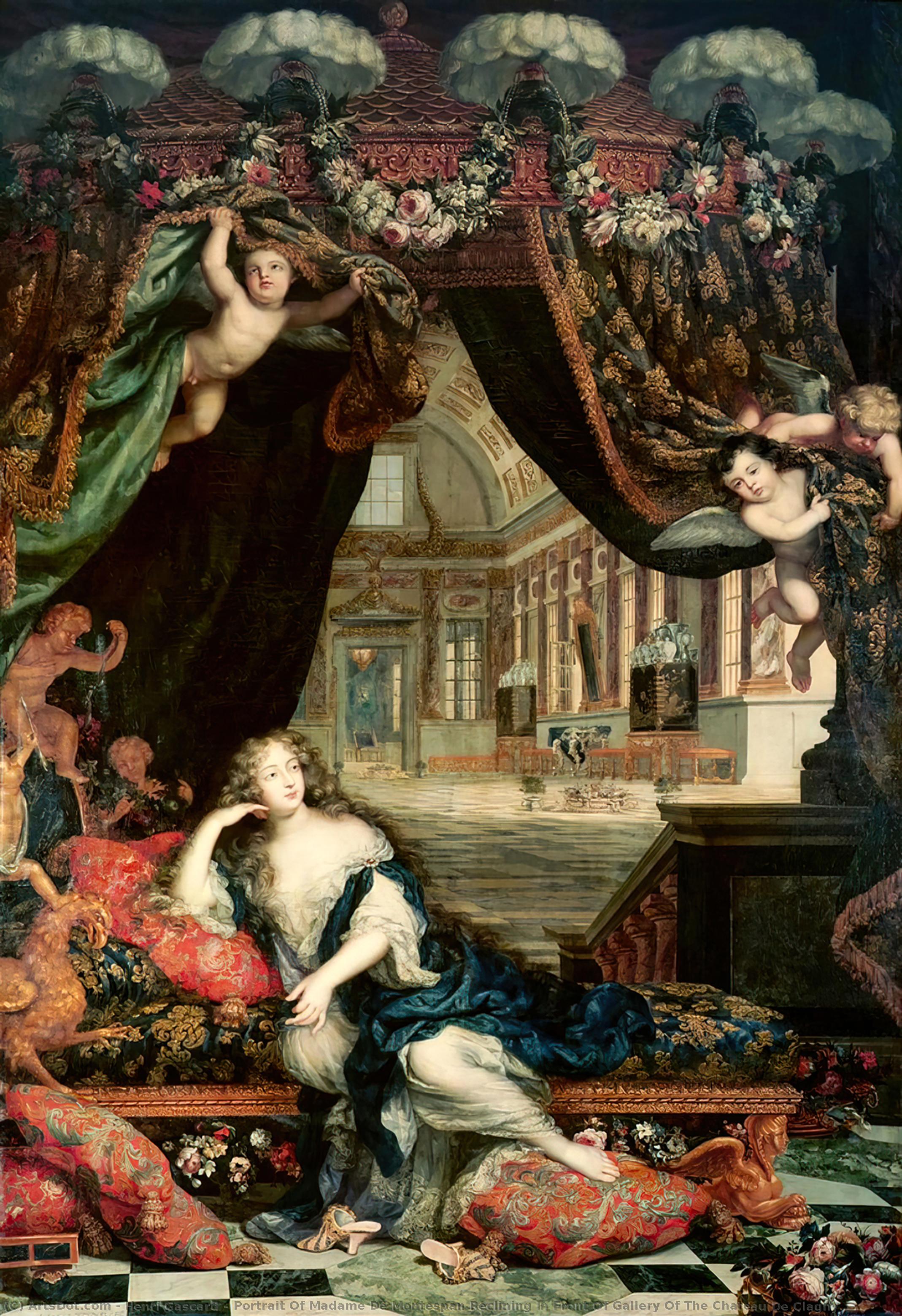 Portrait Of Madame De Montespan Reclining In Front Of Gallery Of The Chateau De Clagny — Henri Gascard