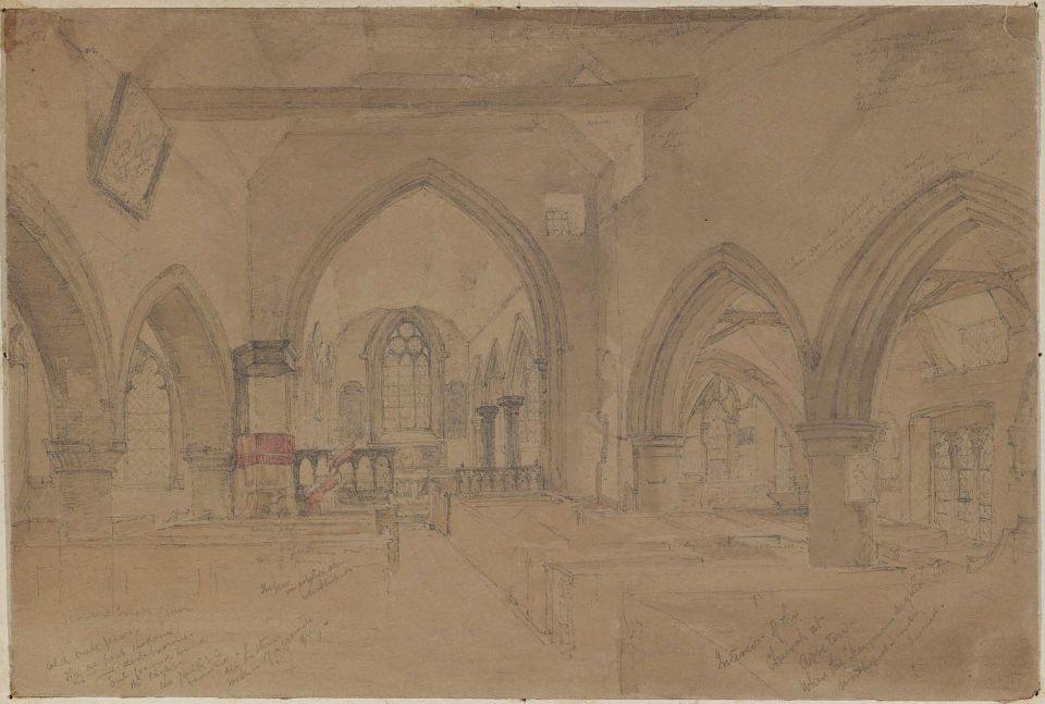 Arreton Church. The Nave — Jasper Francis Cropsey