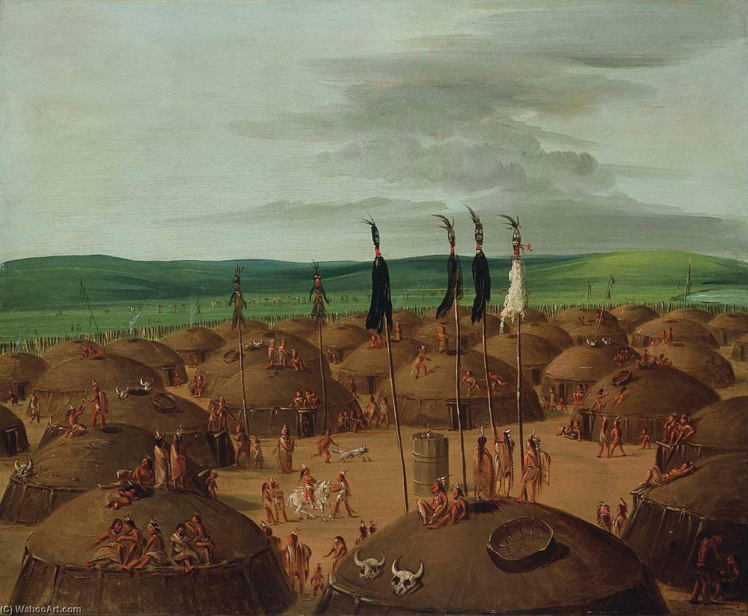 Bird's Eye View Of The Mandan Village, 1800 Miles Above St. Louis — George Catlin
