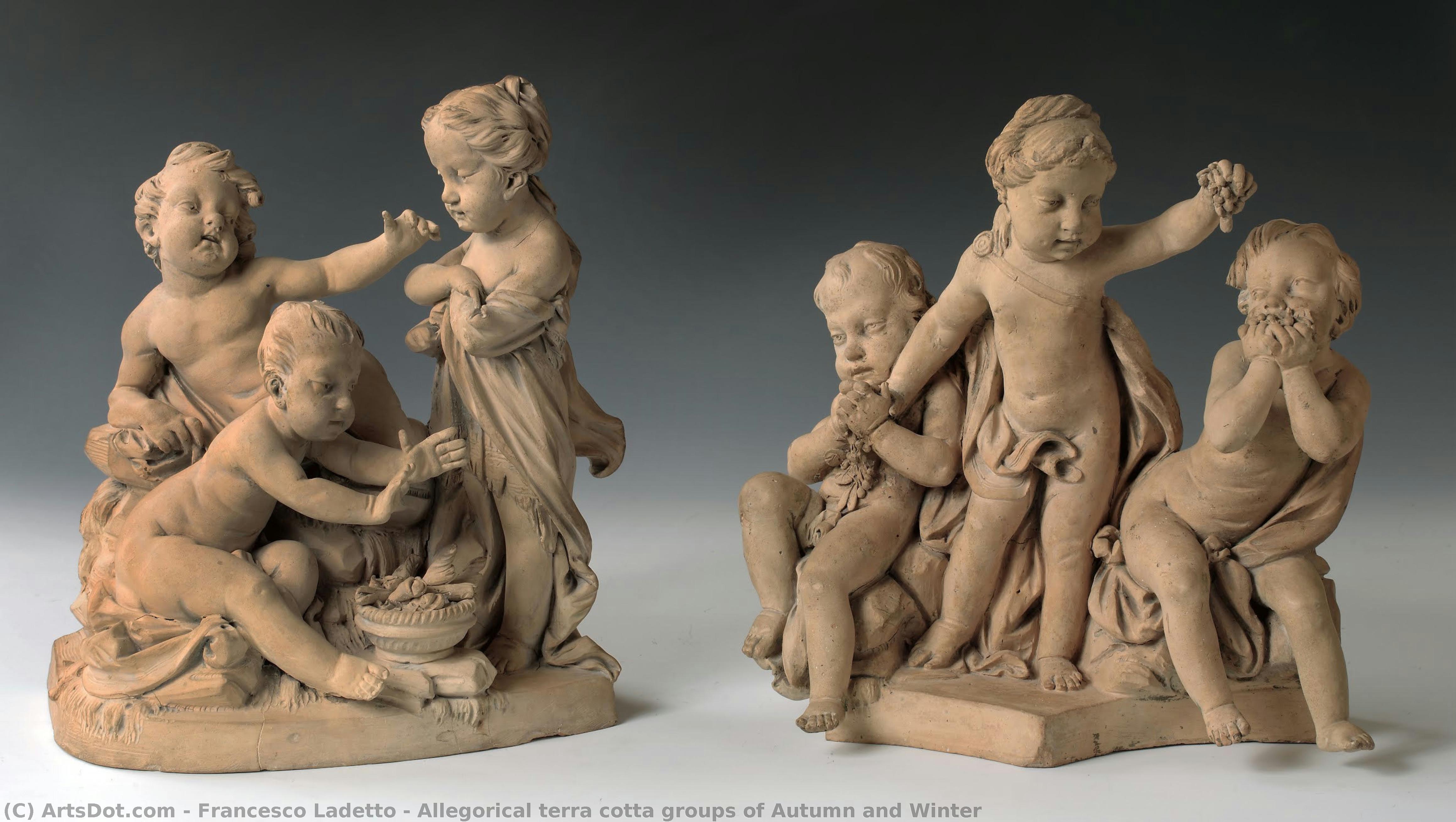Allegorical Terra Cotta Groups Of Autumn And Winter — Francesco Ladetto