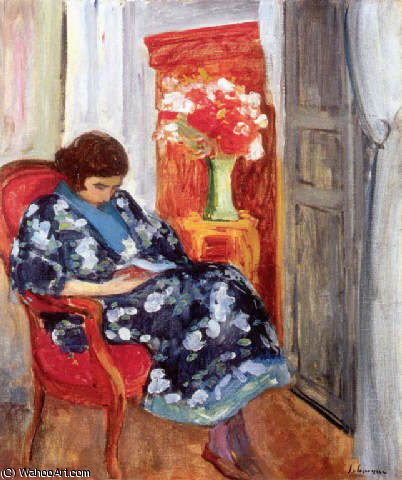 Jeune Femme Lisant Dans Un Interieur — Henri Lebasque