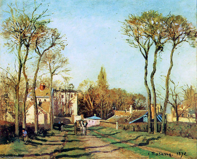Entry Into The Village Of Voisins Sun — Camille Pissarro