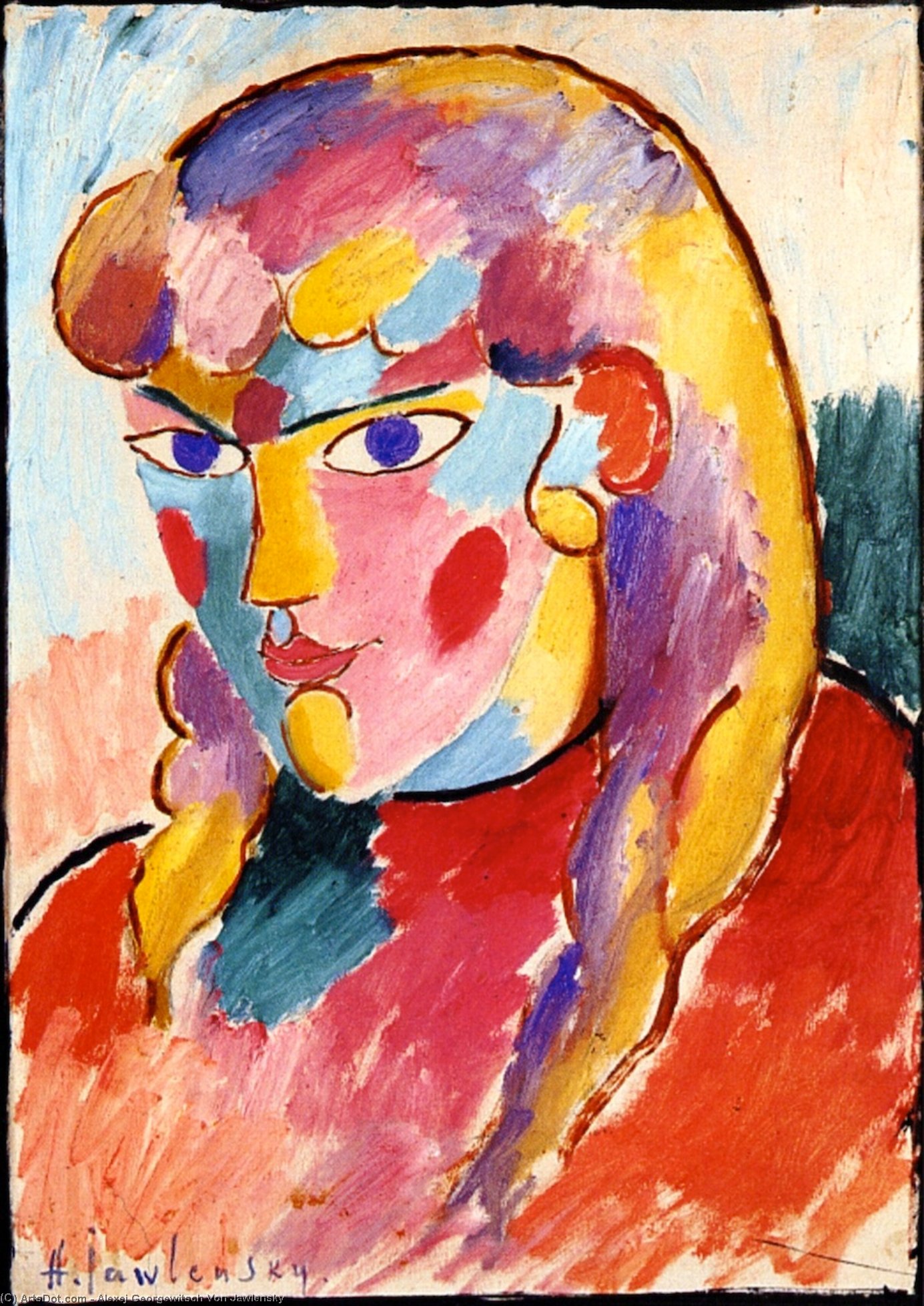 Girl With Blue Eyes And Two Plaits — Alexej Von Jawlensky