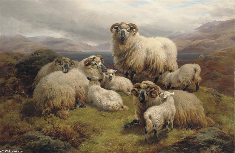 Sheep Grazing By A Loch — William Watson
