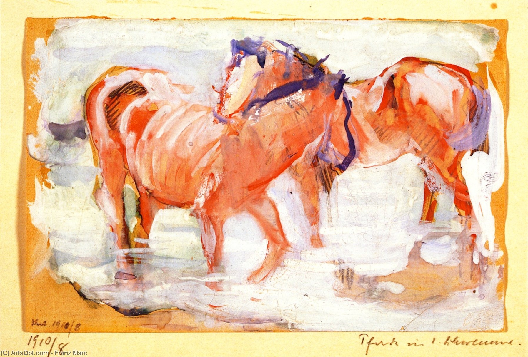 Horses At A Watering Place — Franz Marc