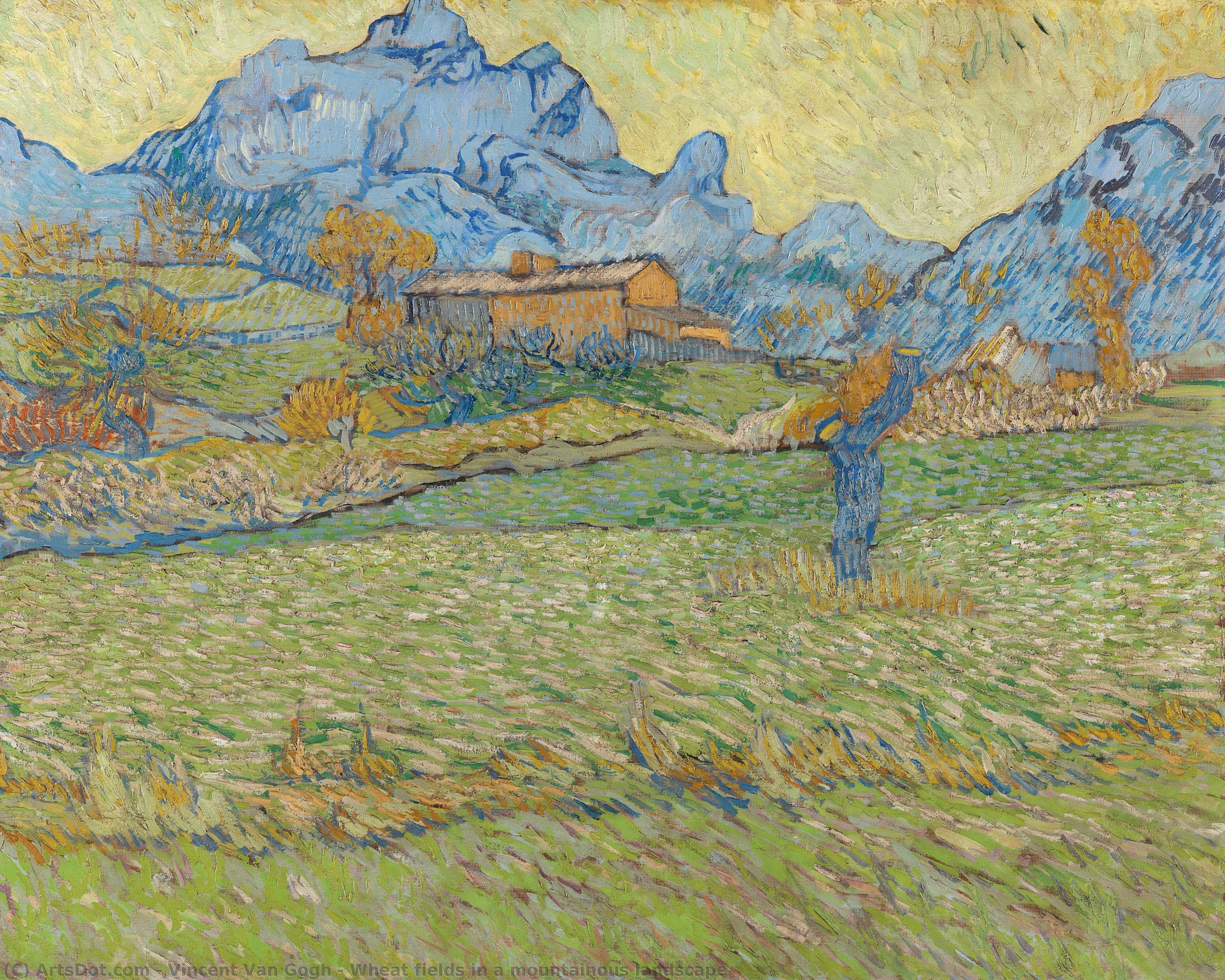 Wheat Fields In A Mountainous Landscape — Vincent Willem Van Gogh