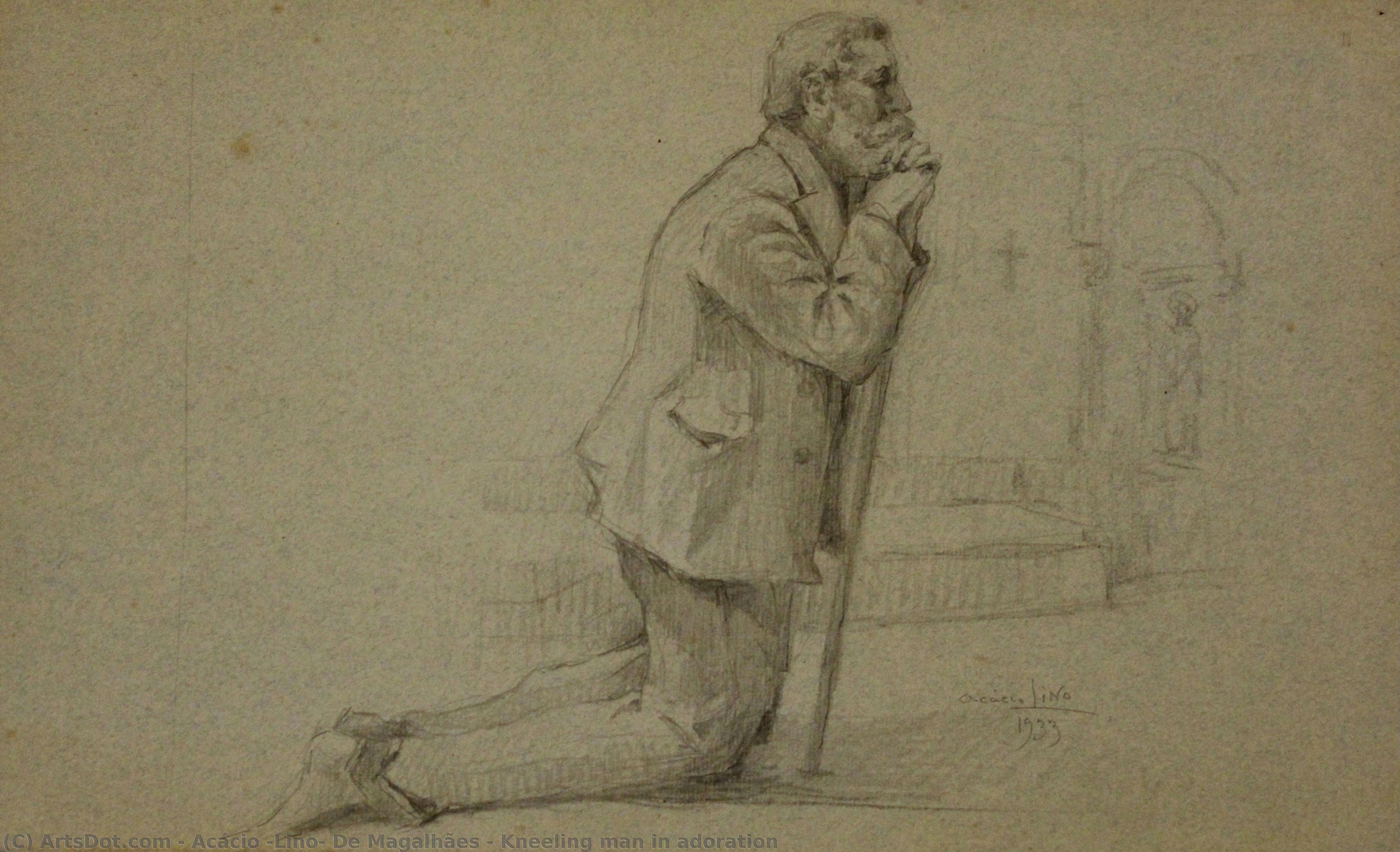 Kneeling Man In Adoration — Acácio "lino" De Magalhães