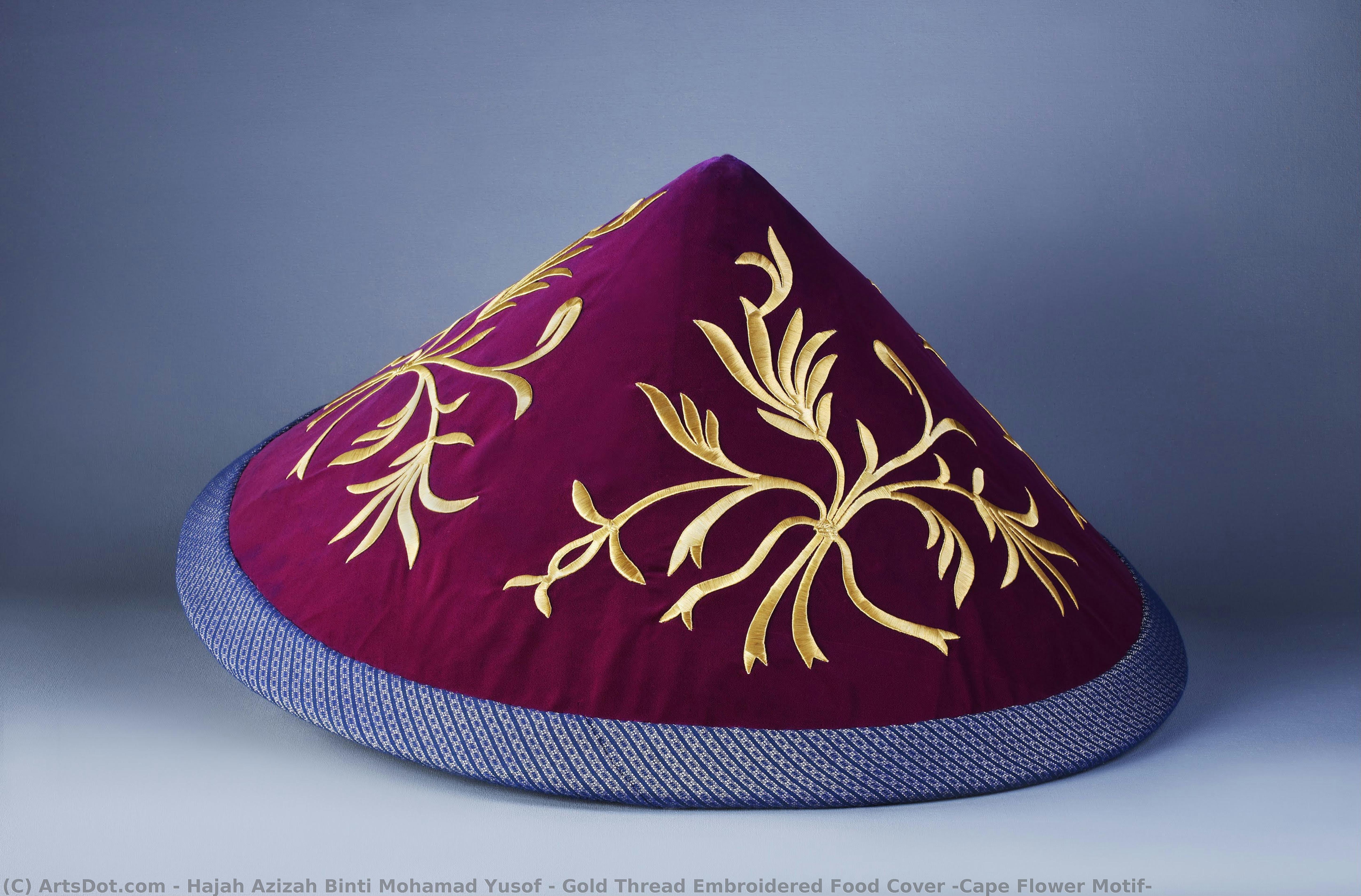 Gold Thread Embroidered Food Cover (cape Flower Motif) — Hajah Azizah Binti Mohamad Yusof