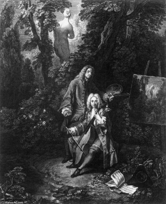 Watteau And His Friend Monsieur De Jullienne — Nicolas-henri Tardieu