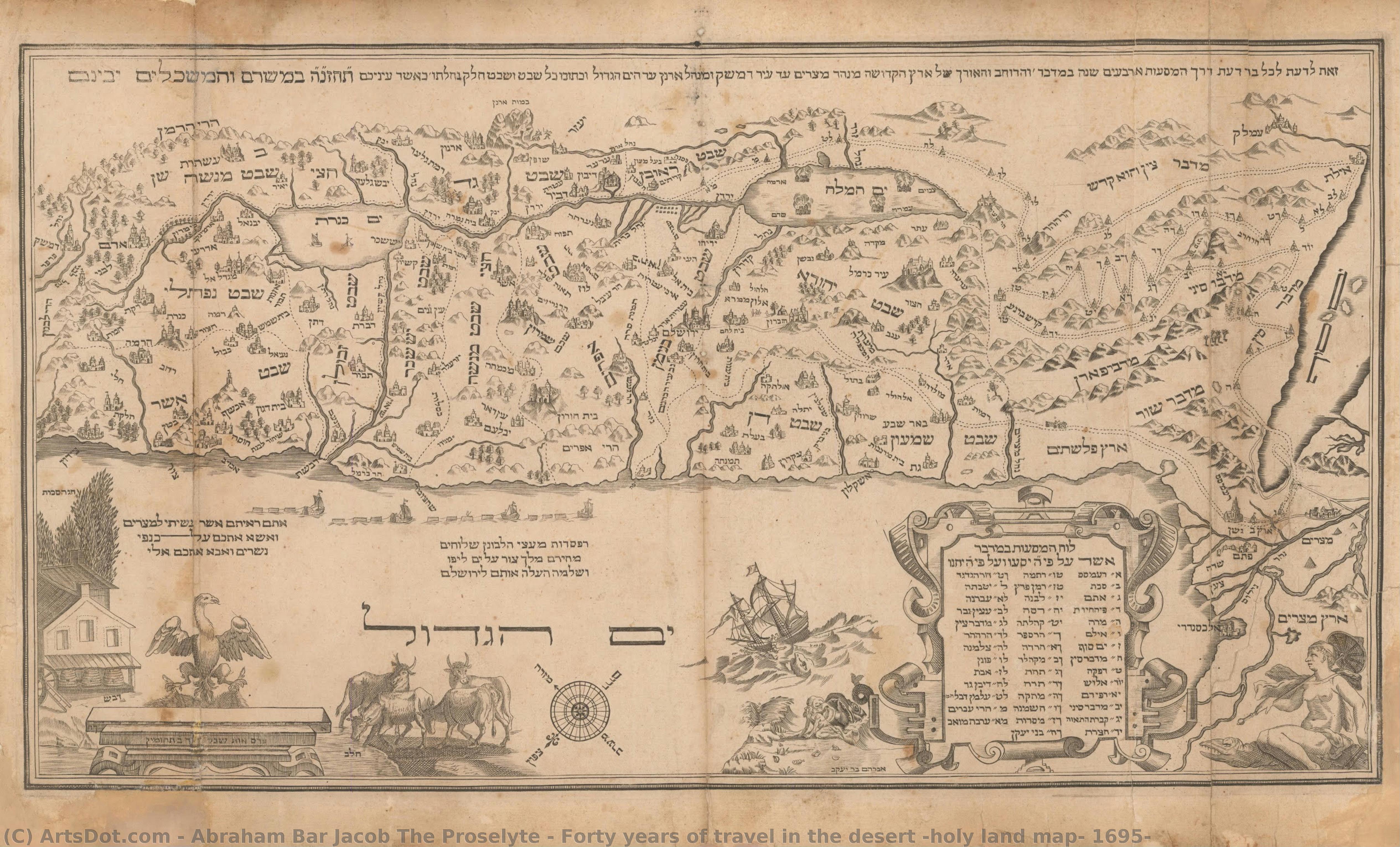 Forty Years Of Travel In The Desert (holy Land Map, 1695) — Abraham Bar Jacob Der Proselyt