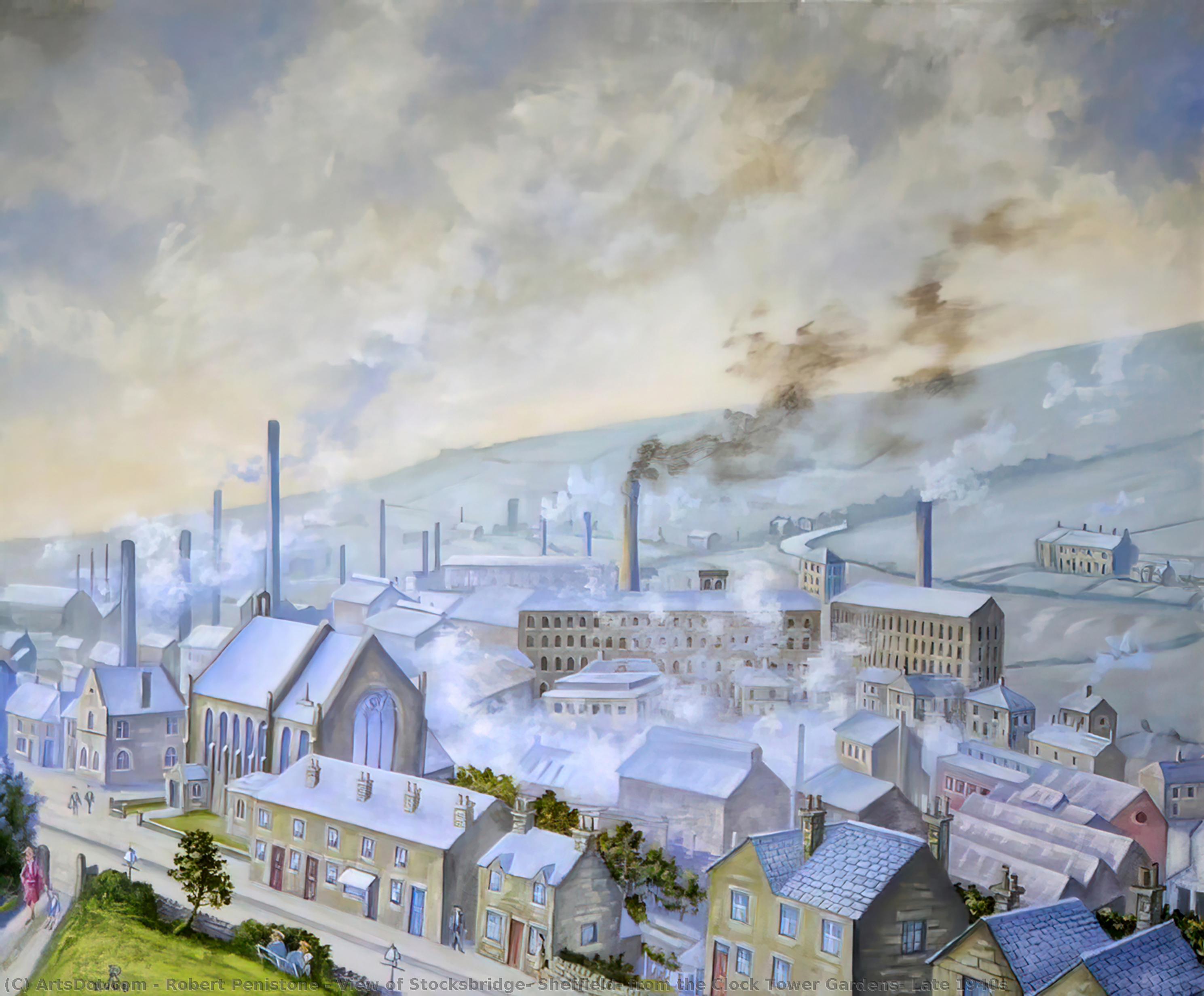 View Of Stocksbridge, Sheffield, From The Clock Tower Gardens, Late 1940s — Robert Penistone