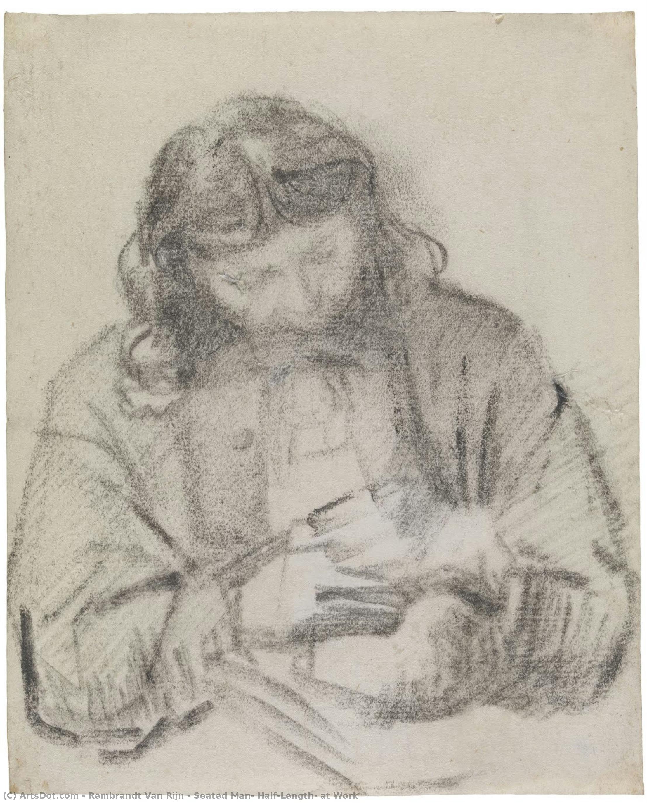 Seated Man, Half-length, At Work — Rembrandt Van Rijn