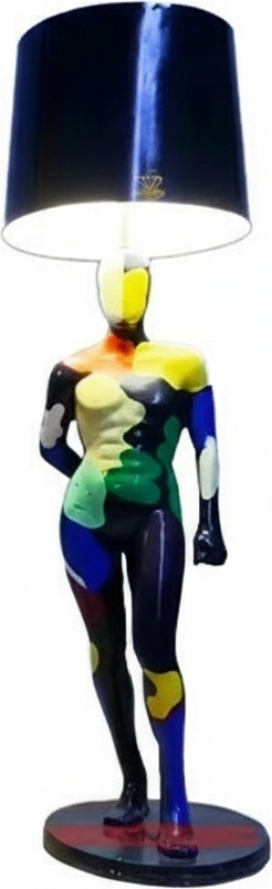Abstract Fiberglass Garden Figure Lamp With Vibrant Colors
