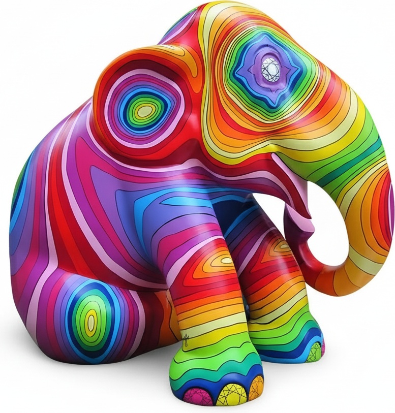 Life-size Graffiti Elephant Sculpture – Resin & Fiberglass Art