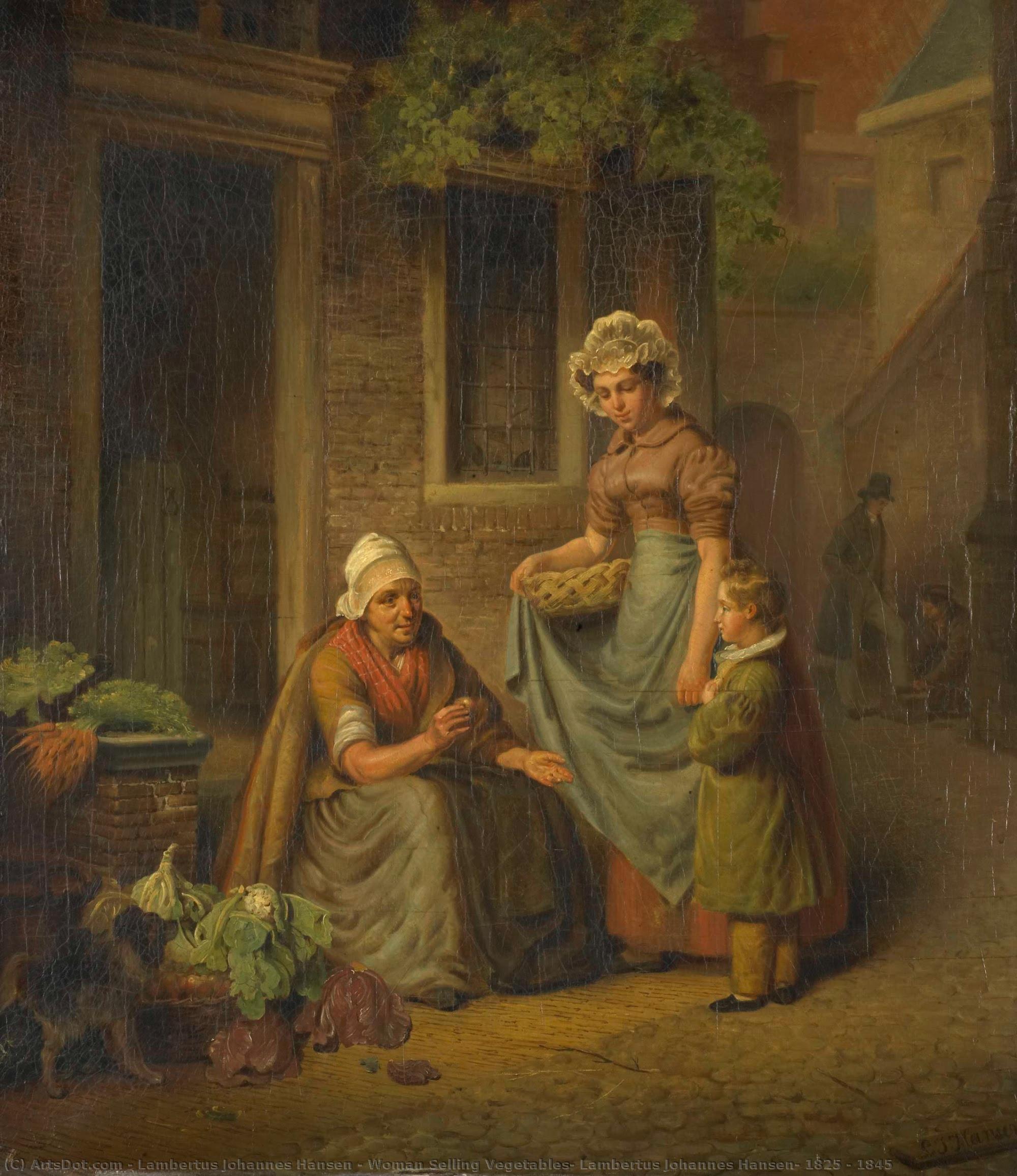 Woman Selling Vegetables, Lambertus Johannes Hansen, 1825 - 1845 — Lambertus Johannes Hansen