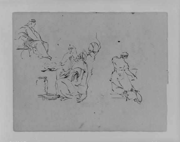 Seated Figure, Three Men In Group, Kneeling Woman From Rear, Kneeling Woman From Rear — Thomas Sully