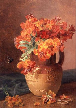 A Still Life With Wallflowers In A Stoneware Jug — Eloise Harriet Stannard