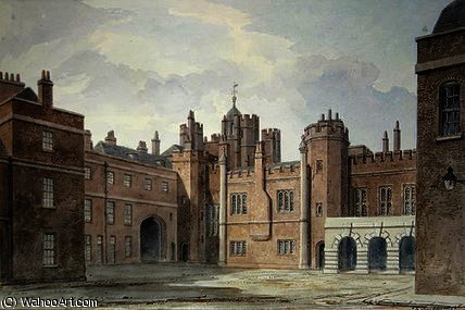 View In The Kitchen Court Of St. James's Palace — John Buckler